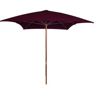 vidaXL Parasol met houten paal 200x300 cm bordeauxrood