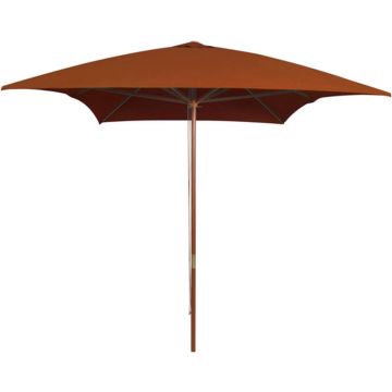 vidaXL Parasol met houten paal 200x300 cm terracottakleurig