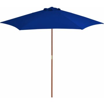 vidaXL Parasol met houten paal 270 cm blauw