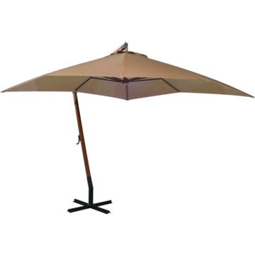 vidaXL Zweefparasol met paal 3x3 m massief vurenhout taupe