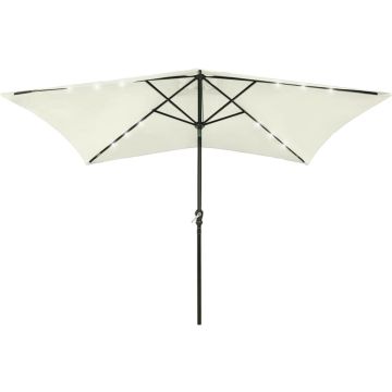 vidaXL Parasol met LED's en stalen paal 2x3 m zandkleurig