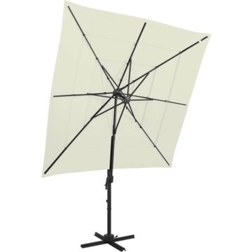 vidaXL Parasol 4-laags met aluminium paal 250x250 cm zandkleurig