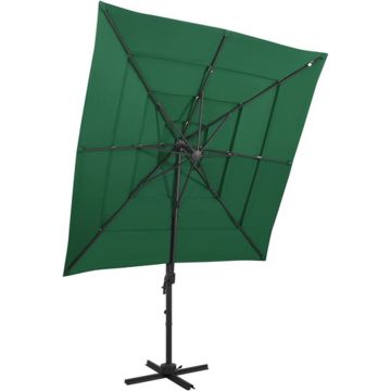 vidaXL Parasol 4-laags met aluminium paal 250x250 cm groen