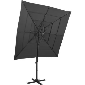 vidaXL Parasol 4-laags met aluminium paal 250x250 cm antracietkleurig