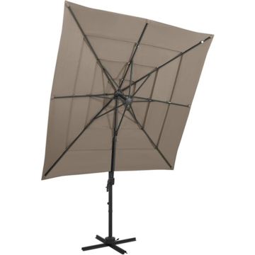 vidaXL Parasol 4-laags met aluminium paal 250x250 cm taupe