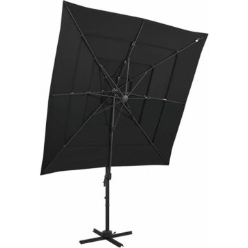 vidaXL Parasol 4-laags met aluminium paal 250x250 cm zwart