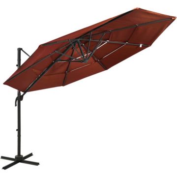 vidaXL Parasol 4-laags met aluminium paal 3x3 m terracotta