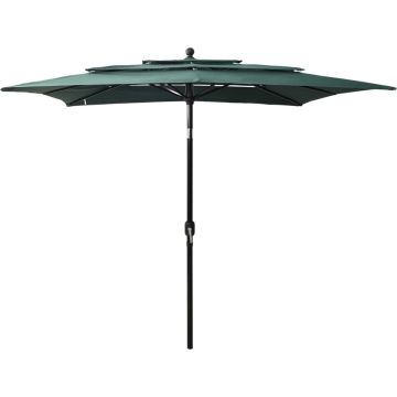 vidaXL Parasol 3-laags met aluminium paal 2,5x2,5 m groen