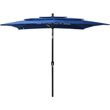 vidaXL Parasol 3-laags met aluminium paal 2,5x2,5 m azuurblauw