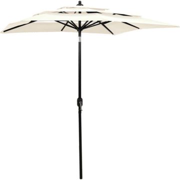 vidaXL Parasol 3-laags met aluminium paal 2x2 m zandkleurig