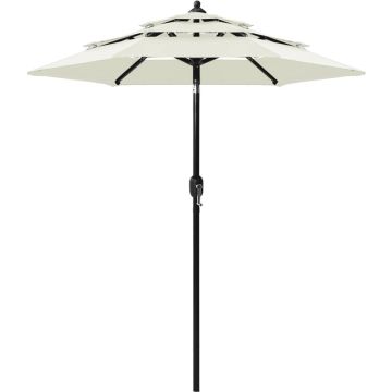 vidaXL Parasol 3-laags met aluminium paal 2 m zandkleurig