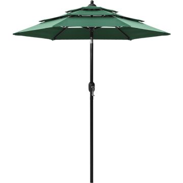 vidaXL Parasol 3-laags met aluminium paal 2 m groen