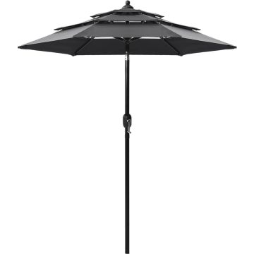 vidaXL Parasol 3-laags met aluminium paal 2 m antracietkleurig