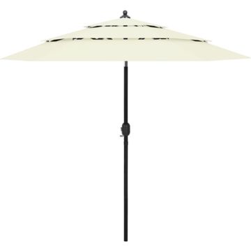 vidaXL Parasol 3-laags met aluminium paal 2,5 m zandkleurig