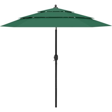 vidaXL Parasol 3-laags met aluminium paal 2,5 m groen