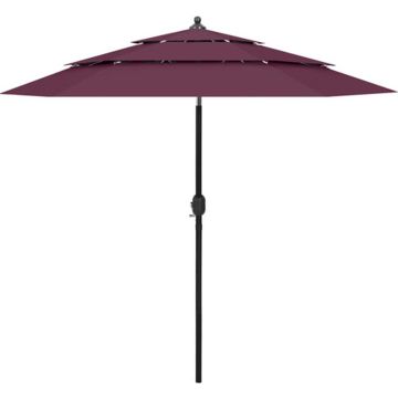 vidaXL Parasol 3-laags met aluminium paal 2,5 m bordeauxrood