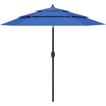 vidaXL Parasol 3-laags met aluminium paal 2,5 m azuurblauw