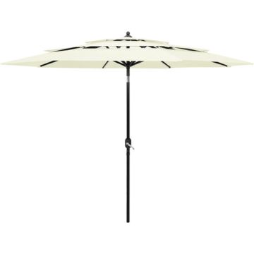 vidaXL Parasol 3-laags met aluminium paal 3 m zandkleurig