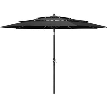 vidaXL Parasol 3-laags met aluminium paal 3 m antracietkleurig