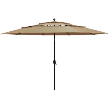 vidaXL Parasol 3-laags met aluminium paal 3,5 m taupe