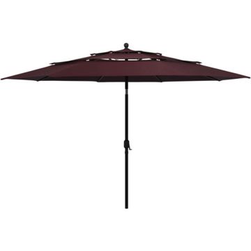 vidaXL Parasol 3-laags met aluminium paal 3,5 m bordeauxrood