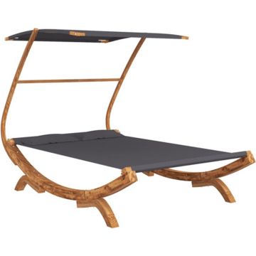 vidaXL Loungebed met luifel 165x203x138 cm gebogen hout antracietkleur