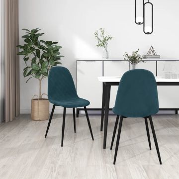 vidaXL Eetkamerstoelen 2 st fluweel blauw