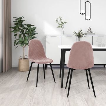 vidaXL Eetkamerstoelen 2 st fluweel roze