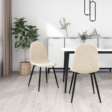 vidaXL Eetkamerstoelen 2 st fluweel crèmekleurig