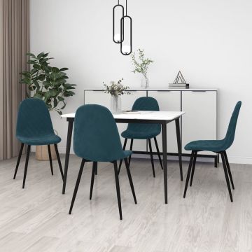 vidaXL Eetkamerstoelen 4 st fluweel blauw