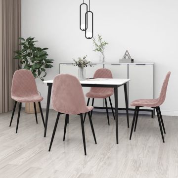 vidaXL Eetkamerstoelen 4 st fluweel roze