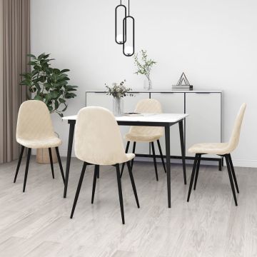 vidaXL Eetkamerstoelen 4 st fluweel crèmewit