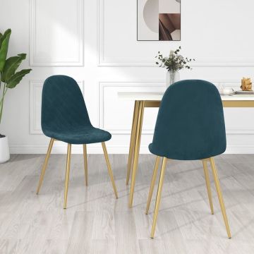 vidaXL Eetkamerstoelen 2 st fluweel blauw