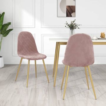 vidaXL Eetkamerstoelen 2 st fluweel roze