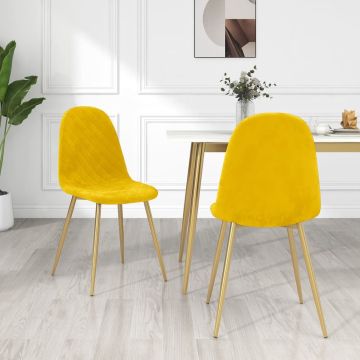 vidaXL Eetkamerstoelen 2 st fluweel mosterdgeel