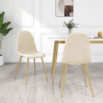 vidaXL Eetkamerstoelen 2 st fluweel crèmekleurig