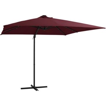 vidaXL Zweefparasol met LED-verlichting 250x250 cm bordeauxrood