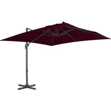 vidaXL Zweefparasol met aluminium paal 300x300 cm bordeauxrood