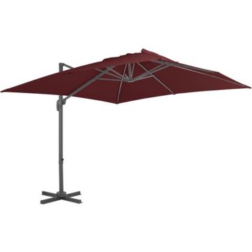 vidaXL Zweefparasol met aluminium paal 400x300 cm bordeauxrood