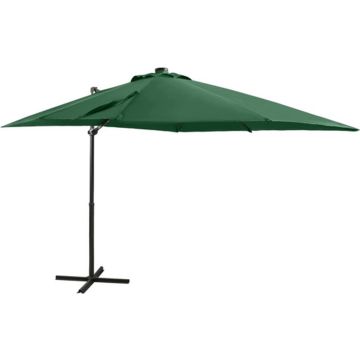 vidaXL Zweefparasol met paal en LED-verlichting 250 cm groen