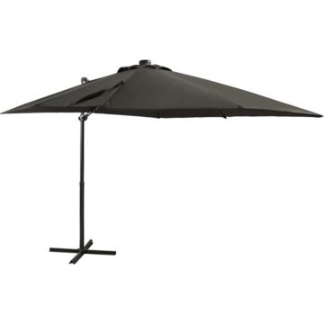 vidaXL Zweefparasol met paal en LED-verlichting 250 cm antracietkleur