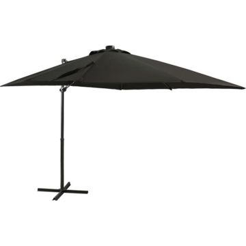 vidaXL Zweefparasol met paal en LED-verlichting 250 cm zwart