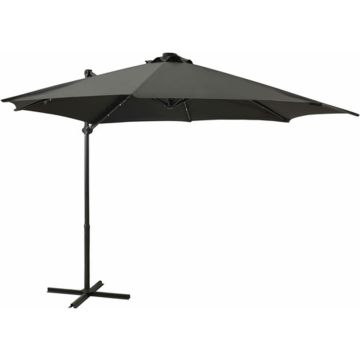 vidaXL Zweefparasol met paal en LED-verlichting 300 cm antracietkleur