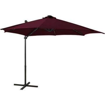 vidaXL Zweefparasol met paal en LED-verlichting 300 cm bordeauxrood