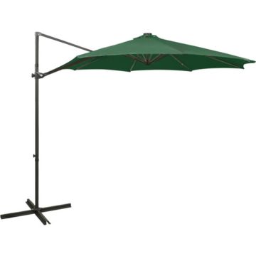 vidaXL Zweefparasol met paal en LED-verlichting 300 cm groen