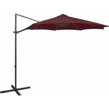 vidaXL Zweefparasol met paal en LED-verlichting 300 cm bordeauxrood