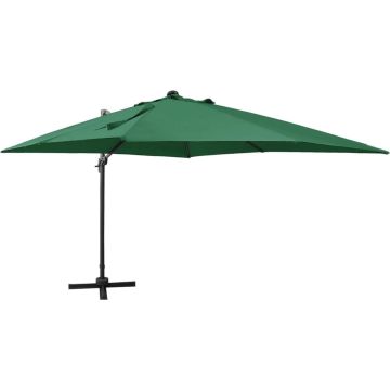 vidaXL Zweefparasol met paal en LED-verlichting 300 cm groen