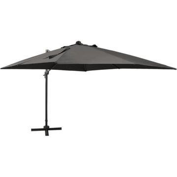 vidaXL Zweefparasol met paal en LED-verlichting 300 cm antracietkleur