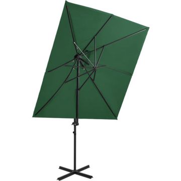 vidaXL Zweefparasol met dubbel dak 250x250 cm groen