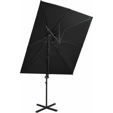 vidaXL Zweefparasol met dubbel dak 250x250 cm zwart